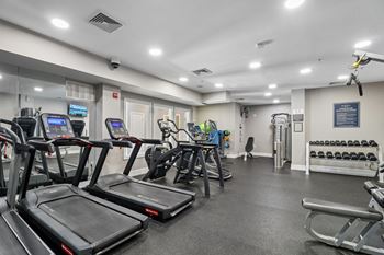 Fitness center with weight training and cardio equipment